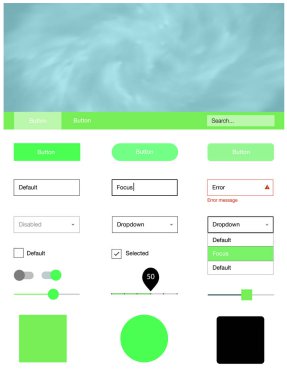 Gökyüzü Yıldızlar ile açık yeşil vektör Stil Kılavuzu. Başlığında renkli degrade gökyüzü ile modern stil kılavuzu. Bu örnek, açılış sayfanız için.
