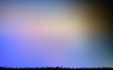 Açık mavi, galaksi yıldızları ile sarı vektör arka plan. Galaksi yıldızları ile basit tarzda bulanık dekoratif tasarım. Astroloji Web siteleri için desen.