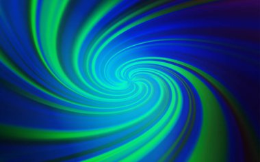 Açık mavi, kavisli çizgiler ile yeşil vektör zemin. Alaycı hatları ile glitter soyut illüstrasyon. İş tasarımınız için desen.