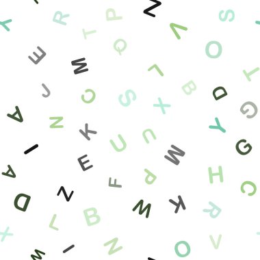 İzole harfler ile açık yeşil vektör Dikişsiz şablon. Renkli Latin alfabesi ile soyut Illustration. Duvar kağıdı, kumaş üreticileri için tasarım.