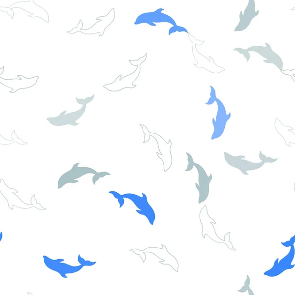 Светло Голубой Желтый Векторный Узор Морскими Дельфинами Декоративный Дизайн Естественном — стоковый вектор