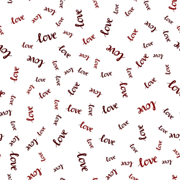 Tmavě Červený Vektor Bezešvé Pozadí Slovy Lásky Ilustrace Frází Milovat — Stockový vektor