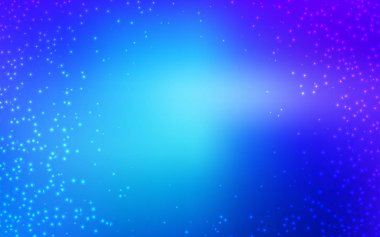Açık Pembe, astronomik yıldızlı mavi vektör arkaplan. Renkli kozmik yıldızlı soyut çizimler. Astronomi web siteleri için desen.