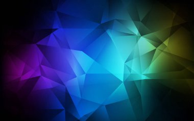 Dark Multicolor vektör üçgen mozaik arka plan. Üçgenler ile renkli Illustration Shining. Tamamen yeni afiş için şablon.