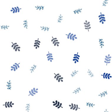 Açık mavi, yeşil vektör Dikişsiz zarif desen yaprakları ile. Yapraklar ile Doodle tarzında renkli Illustration. Kumaş, duvar kağıtları tasarımı için desen.