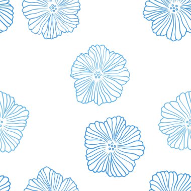 Açık mavi vektör, çiçekli karalama dokusu. Çiçekli yepyeni renkli bir illüstrasyon. Moda kumaş ve duvar kağıtları için desen.