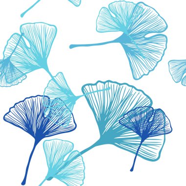 Yaprakları ile açık mavi vektör Dikişsiz Doodle zemin. Yapraklar ile Doodle tarzında renkli Illustration. Moda kumaş, duvar kağıtları için desen.