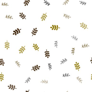 Koyu yeşil, yaprakları ile sarı vektör Dikişsiz Doodle desen. Yaprakları ile modern geometrik soyut illüstrasyon. Kumaş, duvar kağıtları tasarımı için desen.