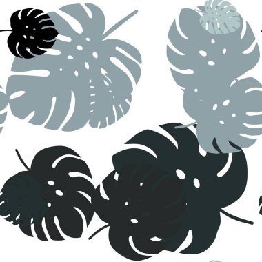 Koyu mavi vektör Dikişsiz zarif yaprakları ile şablon. Yaprakları ile bulanık tarzı yepyeni renkli illüstrasyon. Duvar kağıdı, kumaş üreticileri için tasarım.