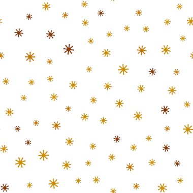 Renkli kar taneleri ile açık turuncu vektör Dikişsiz doku. Buz kristalleri ile glitter soyut illüstrasyon. Tekstil, kumaş, duvar kağıtları için tasarım.