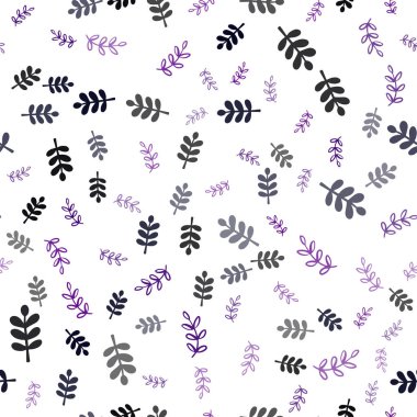 Yaprakları, dalları ile Dark Purple vektör Dikişsiz Doodle düzeni.