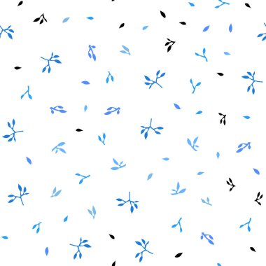 Yaprakları ile açık mavi vektör Dikişsiz soyut desen. Doodle tarzında yaprakları ile renkli soyut illüstrasyon. Pencere jaluzi, perde tasarımı için desen.