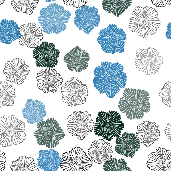 Hellblaue Grüne Vektornahtlose Abstrakte Muster Mit Blumen Glitzernde Abstrakte Illustration — Stockvektor