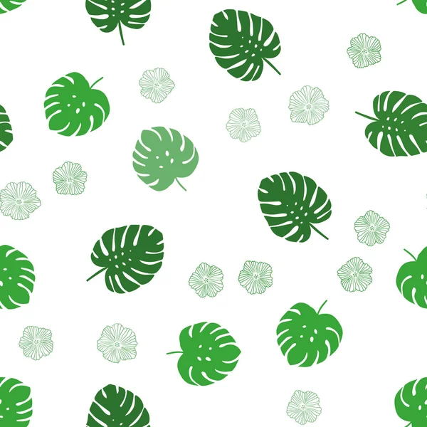 Світло Зелений Вектор Безшовний Природний Фон Квітами Листям Елегантна Яскрава — стоковий вектор