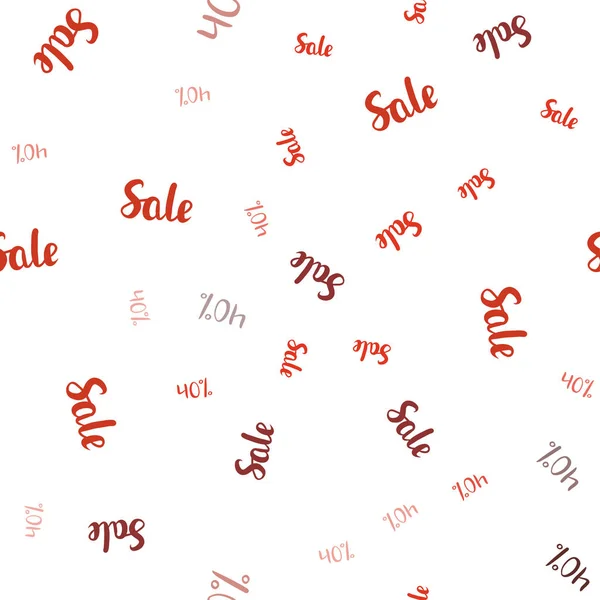 Light Red vector seamless texture with selling prices 40 %. — Stok Vektör