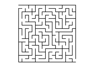 Siyah labirent, bilmece ile beyaz vektör düzeni. Beyaz bir arka planda labirent ile soyut Illustration. Eğlence görevleri, Oyunlar için desen.