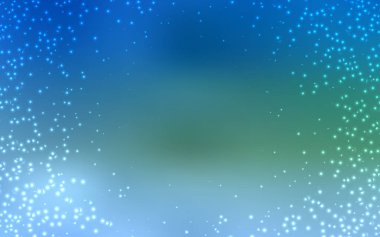 Açık mavi, galaksi yıldızları ile yeşil vektör arka plan.