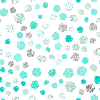 Yaprakları, çiçekler ile açık yeşil vektör Dikişsiz Doodle doku. Soyut şablon üzerinde karalamalar ile Illustration. Duvar kağıdı, kumaş üreticileri için tasarım.