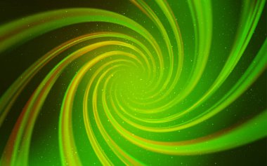 Açık yeşil, gökada yıldızlı sarı vektör arkaplan. Bulanık dekoratif tasarım galaksi yıldızlarıyla basit bir stilde. Fütürist reklamlar ve kitapçıklar için şablon.