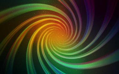 Açık mavi, gece gökyüzü yıldızlı yeşil vektör deseni. Parlak astronomik yıldızlı parlak renkli çizimler. Fütürist reklamlar ve kitapçıklar için şablon.