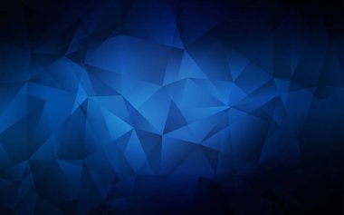 Koyu mavi vektör üçgen mozaik doku. Gradyan ile Çokgen soyut çizim. Tasarımınız için üçgen desen.