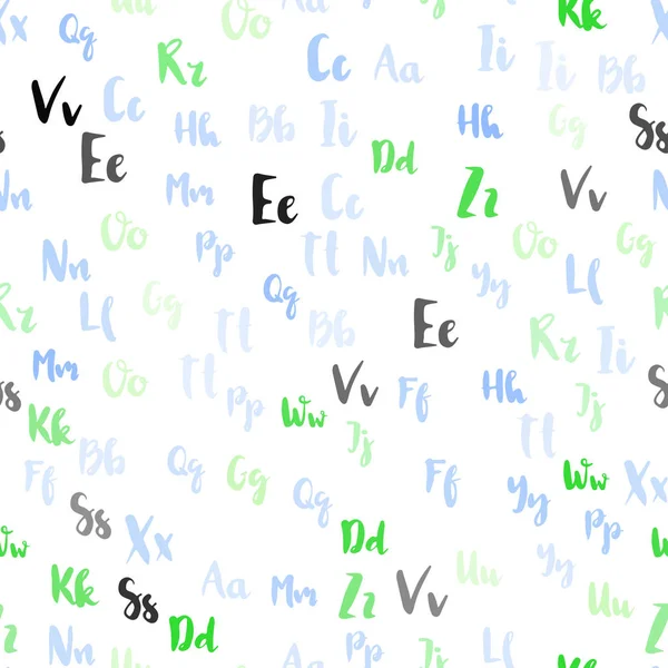 파란색 Abc 문자와 원활한 텍스처 라틴어 알파벳 그림입니다 벽지를 디자인 — 스톡 벡터
