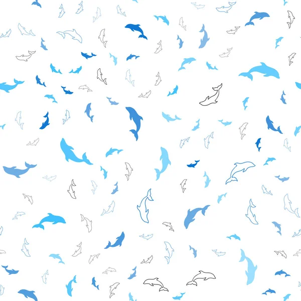 Light Blue Vector Seamless Template Dolphins Modern Abstract Illustration Sea — Stock Vector