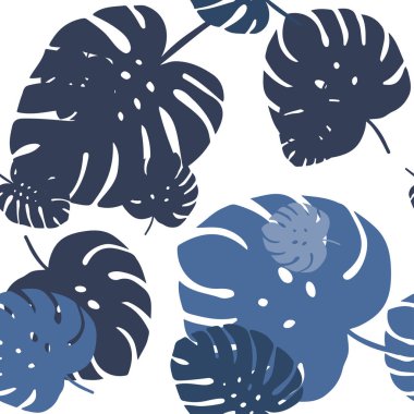 Koyu mavi vektör Dikişsiz zarif arka plan yaprakları ile. degrade ile zarif doğal desen yaprakları. Tekstil, kumaş, duvar kağıtları için tasarım.