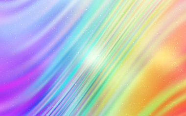 Kozmik yıldızlarla ışık çok renkli vektör düzeni. Bulanık arkaplandaki ve gradyanı olan uzay yıldızları. Astroloji web siteleri için desen.