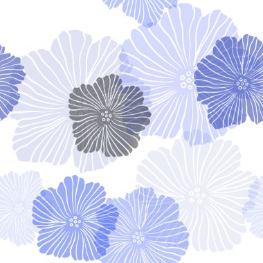 Çiçekler ile açık mavi vektör Dikişsiz zarif arka plan. Beyaz arka planda çiçek dekoratif tasarım. Tekstil, kumaş, duvar kağıtları için tasarım.