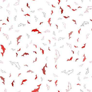 Deniz yunusları ile koyu kırmızı vektör Dikişsiz desen. Renkli degrade deniz yunuslar Shining Illustration. Deniz broşürler için desen.