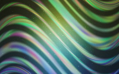 Açık mavi, galaksi yıldızları ile yeşil vektör arka plan. Parlak astronomik yıldızlar ile renkli Illustration Shining. Kozmik arka planlar için şablon.