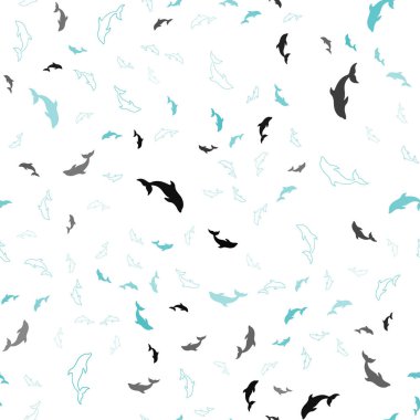 Deniz yunusları ile açık yeşil vektör Dikişsiz desen. Deniz yunusları ile modern soyut illüstrasyon. Hayvanların Web siteleri için desen.