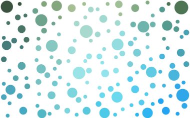 Açık mavi, benekli yeşil vektör arkaplan. Parlak renkli soyut çemberlerin olduğu bir resim. Güzel web siteleri için desen.
