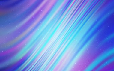 Açık pembe, galaksi yıldızları ile mavi vektör arka plan. Renkli kozmik yıldızlar ile glitter soyut illüstrasyon. Futuristik reklam, kitapçıklar için desen.