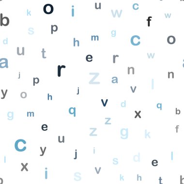 Hafif mavi vektör Abc sembolleri ile seamless modeli. Renkli illüstrasyon izole harflerle parlayan. Tasarım için duvar kağıdı, kumaş üreticileri.