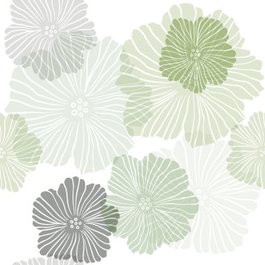 Koyu yeşil vektör Dikişsiz Doodle çiçekler ile şablon. Beyaz arka planda çiçek dekoratif tasarım. Duvar kağıdı, kumaş üreticileri için tasarım.