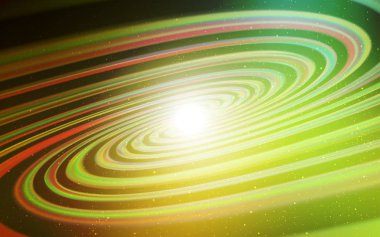 Karanlık yeşil, kozmik yıldızlar ile sarı vektör düzeni. Renkli kozmik yıldızlar ile glitter soyut illüstrasyon. Futuristik reklam, kitapçıklar için desen.