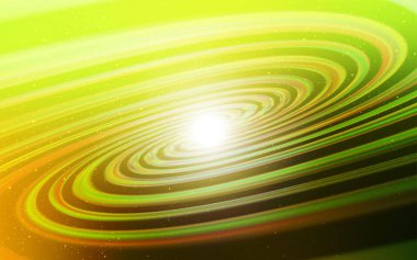 Açık yeşil, uzay yıldızlı sarı vektör şablonu. Bulanık dekoratif tasarım galaksi yıldızlarıyla basit bir stilde. Astronomi web siteleri için desen.