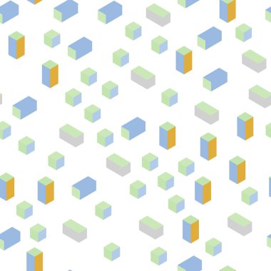 Işık Multicolor vektör Dikişsiz, kare tarzında izometrik desen. Dikdörtgenler ile soyut tarzda dekoratif tasarım. Kumaş, duvar kağıtları tasarımı için desen.