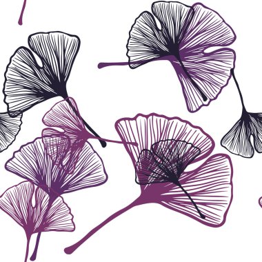 Yaprakları ile koyu pembe vektör Dikişsiz Doodle arka plan. Soyut şablon üzerinde karalamalar ile dekoratif Illustration. Kartvizitler, Web siteleri için şablon.