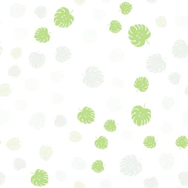 Yaprakları ile açık yeşil vektör Dikişsiz Doodle şablonu. Bulanık arka planda yaprakları ile Sketchy karalamalar. Pencere jaluzi, perdeler için doku.