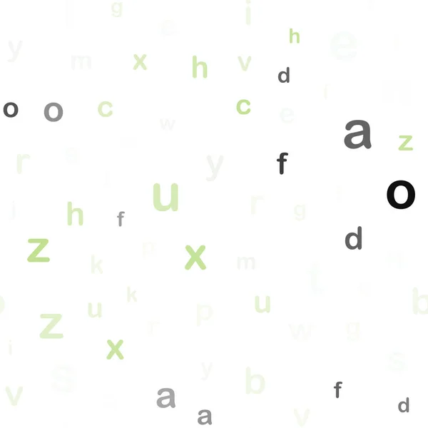 Abc 文字の薄い緑のベクトルシームレスなテクスチャ アルファベットの兆候とシンプルなスタイルでぼやけたデザイン ファブリックメーカーのためのデザイン — ストックベクタ