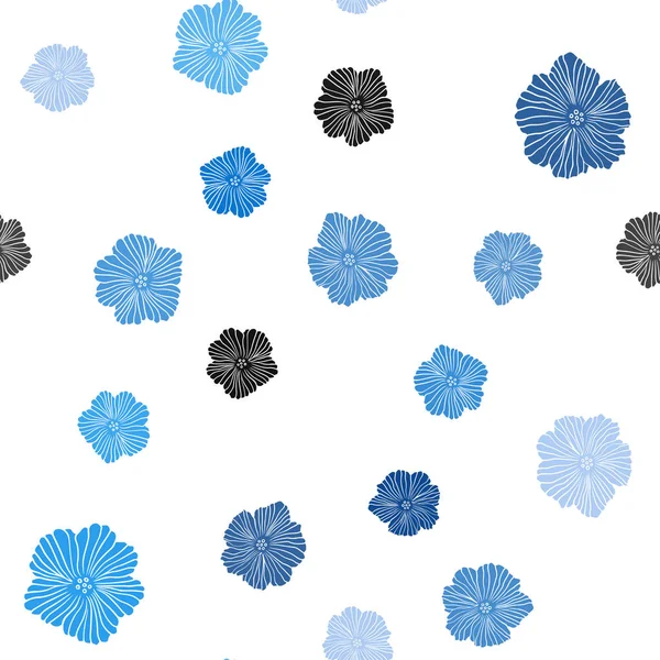 Hellblauer Vektor Nahtlose Natürliche Kunstwerke Mit Blumen Glitzernde Abstrakte Illustration — Stockvektor