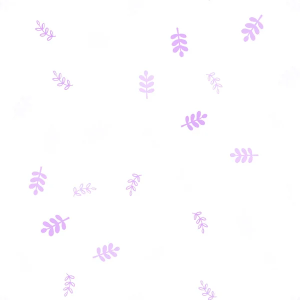 Hellrosa Vektor Nahtlose Natürliche Muster Mit Blättern Bunte Illustration Doodle — Stockvektor