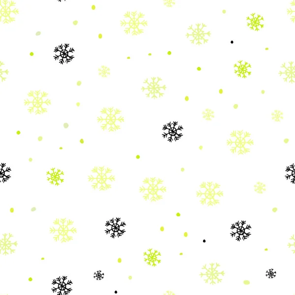 Ανοιχτό Πράσινο Κίτρινο Διανύσματος Απρόσκοπτη Κάλυψη Όμορφες Χιονονιφάδες Πολύχρωμες Νιφάδες — Διανυσματικό Αρχείο