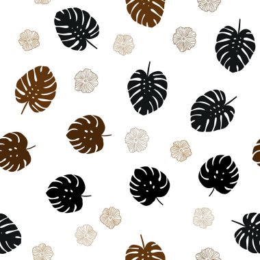 Koyu turuncu vektör Dikişsiz soyut desen çiçekler, yaprakları. Yaprakları, beyaz arka planda doğal tarzda çiçekler. Moda kumaş, duvar kağıtları için desen.