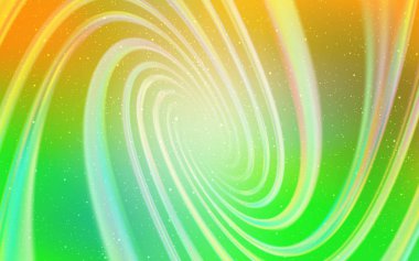 Açık yeşil, astronomik yıldızlı sarı vektör arkaplan. Soyut şablonda gökyüzü yıldızlarıyla parlayan illüstrasyon. Kozmik arkaplanlar için şablon.