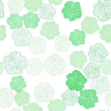 Çiçekler ile açık yeşil vektör Dikişsiz doğal arka plan. Çiçekler ile glitter soyut illüstrasyon. Duvar kağıdı, kumaş üreticileri için tasarım.