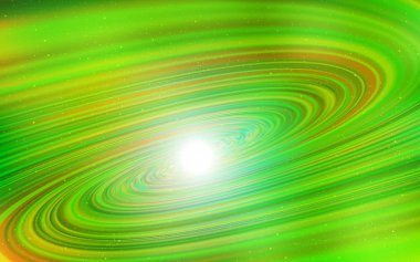 Açık yeşil, kozmik yıldızlar ile sarı vektör düzeni. Degrade ile bulanık soyut arka planda uzay yıldızları. İş reklamınız için akıllı tasarım.